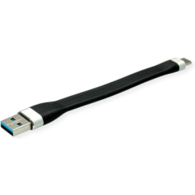 Roline USB3.2 Gen 1 silikonski kabel TIP A-C M/M, 0.11m, crni  /11.02.9014